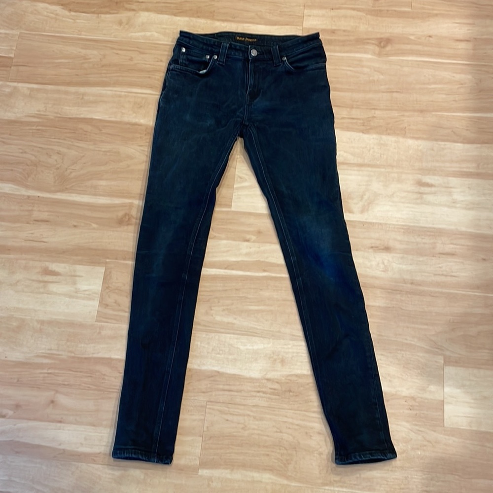 Nudie Jeans Men’s jeans 31 Skinny Lin Black Organic Cotton - Picture 1 of 10